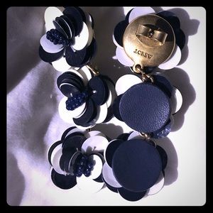 J. Crew NWOT navy and white flower dangle earrings